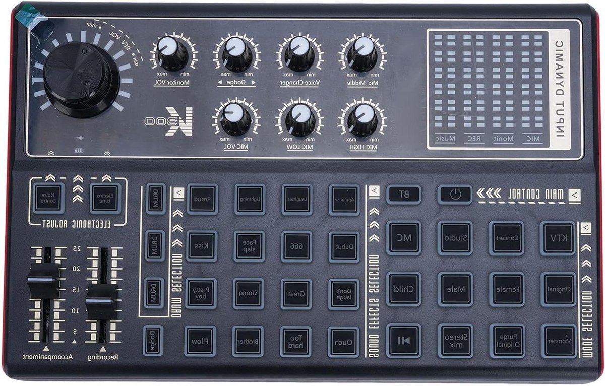 Audio Mixer - Geluidskaart - Live Streaming - Dynamische LED Verlichting - 32x19x6 cm - Zwart
