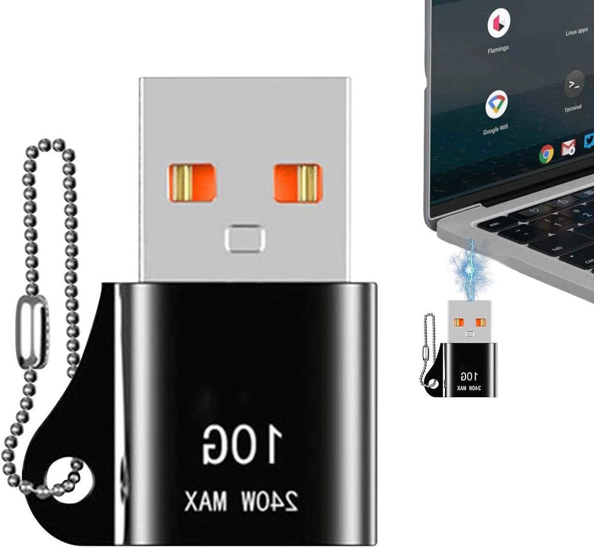 USB naar Type C Converter - Snelle Adapter - Data Overzetten - 10Gbps Snelheid - 240W PD - Zwart