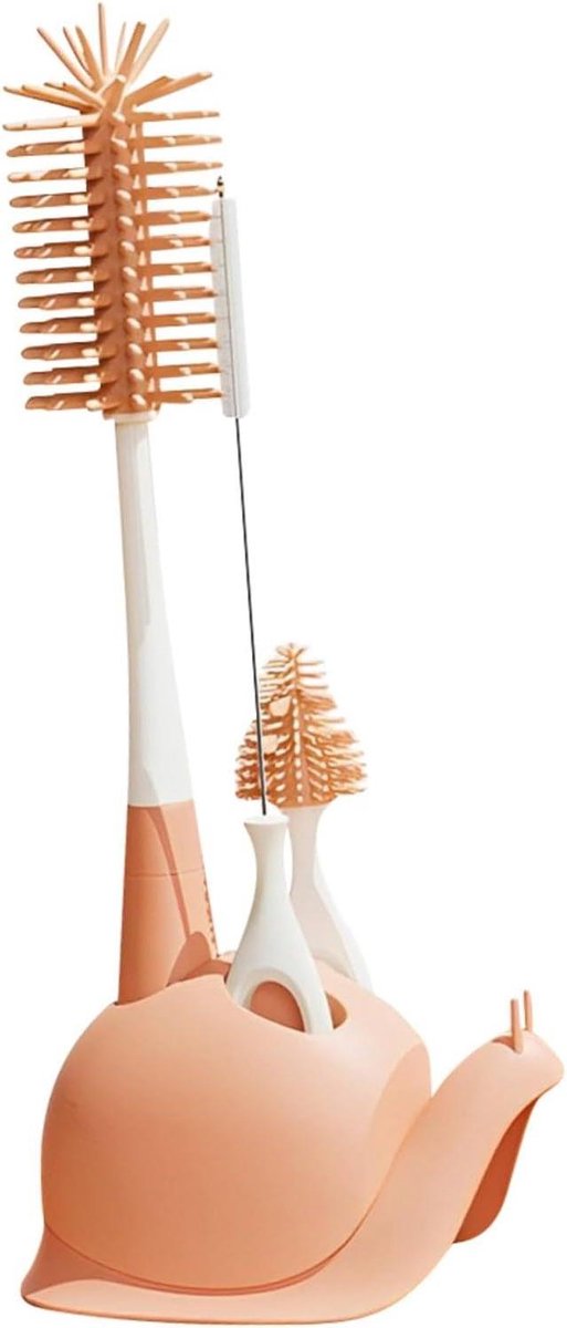 Flessenborstel Set - Flesreiniger Rietjesborstel - Hygiënisch Reinigen - Draaibaar Ontwerp - 12x7x28 cm - Roze