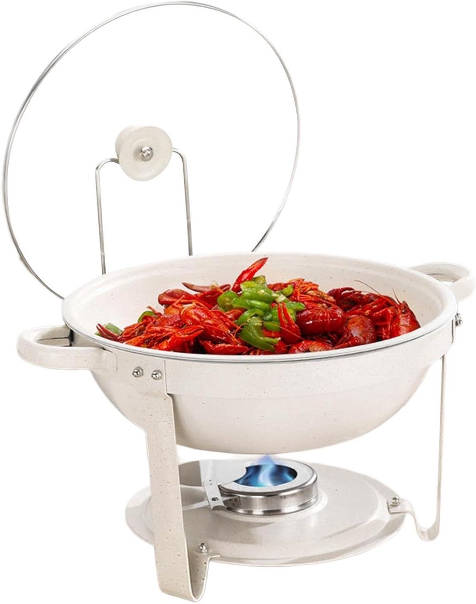 Voedselwarmer - Serveerschaal - Feestelijk serveren - Antiaanbaklaag - 40 x 40 x 15 cm - Wit