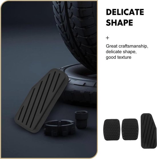 Pedaalhoezen Set - Rem en Koppelingspedaal - Verbeterde Grip - Antislip Textuur - 3 Delig - Zwart — afbeelding 3