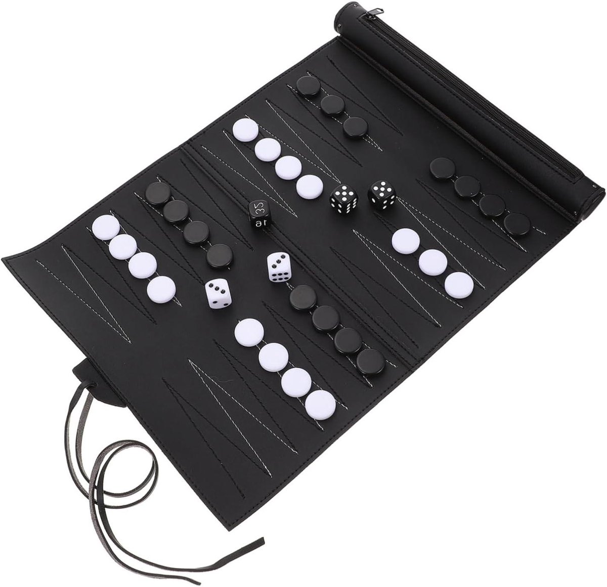 Schaakbord Set - Backgammon Bord - Geheugentraining - Magnetisch Reisontwerp - 34.5x25.5cm - Zwart