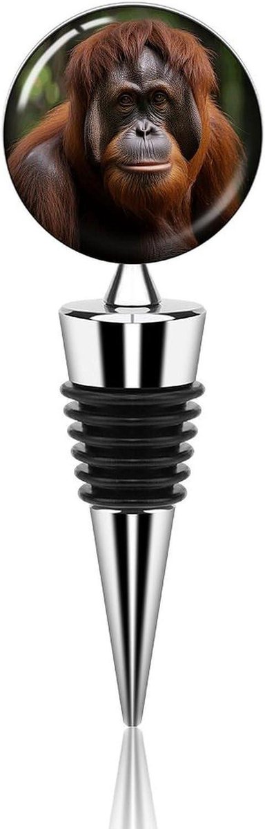 Wijnfles Kurk - Fles Stopper - Drank Bewaren - Uniek Orang-oetan Design - 10 cm Hoog - Wit