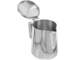 Espresso Opschuimkan - Melkkannetje Latte Art - Koffie Maken - Met Deksel Tuit - 350ml - Zilver