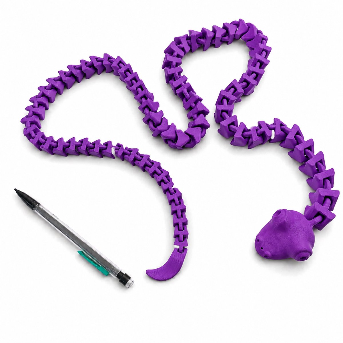 XXL Flexibele Slang Decoratie - Realistische Speelslang - Bewegende Slang - Flexibel Speelfiguur - Lange Slang Decoratie - Realistisch Reptiel Model - Sensorisch Speelgoed - Flexibele Speelfiguur Voor Kinderen En Volwassenen - 141,5 Cm - Paars