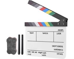 Film Clapper Board - Regisseur Klapbord - Film Opnames - Acryl Duurzaam - 27 x 34 cm - Zwart Wit