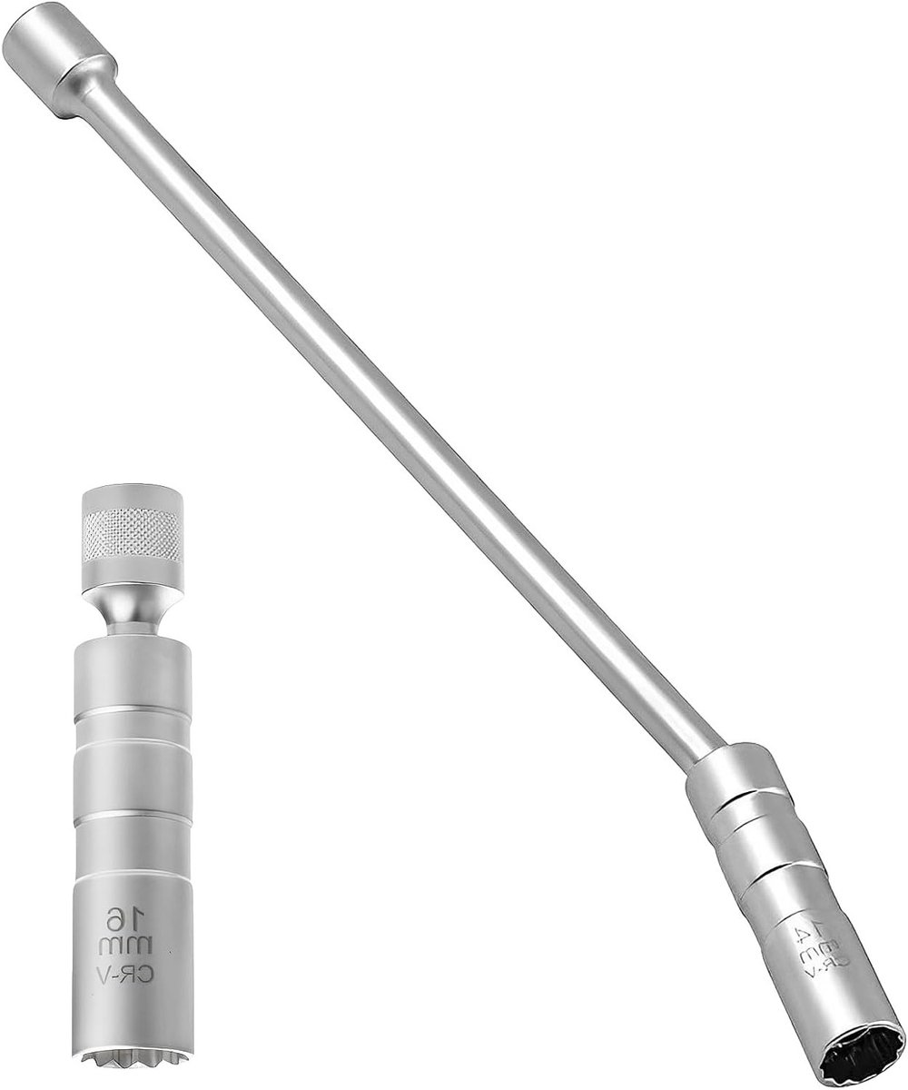 Steeksleutel voor Bougies, Set van 2, 14 mm en 16 mm, Magnetische Steeksleutel, Rotating Tool voor Bougie Verwijdering, Voor Auto en Motoronderhoud
