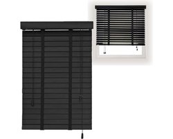Houten Jaloezieën - Raambekleding - Licht Reguleren - Massief Hout - 33-160cm - Zwart