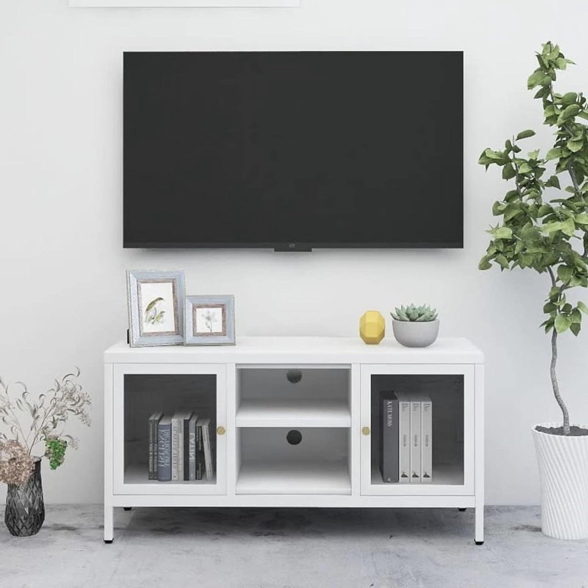 Tv-meubel - Tv-kast - Woonkamer Inrichting - Verstelbare Poten - 105 x 35 x 52 cm - Wit