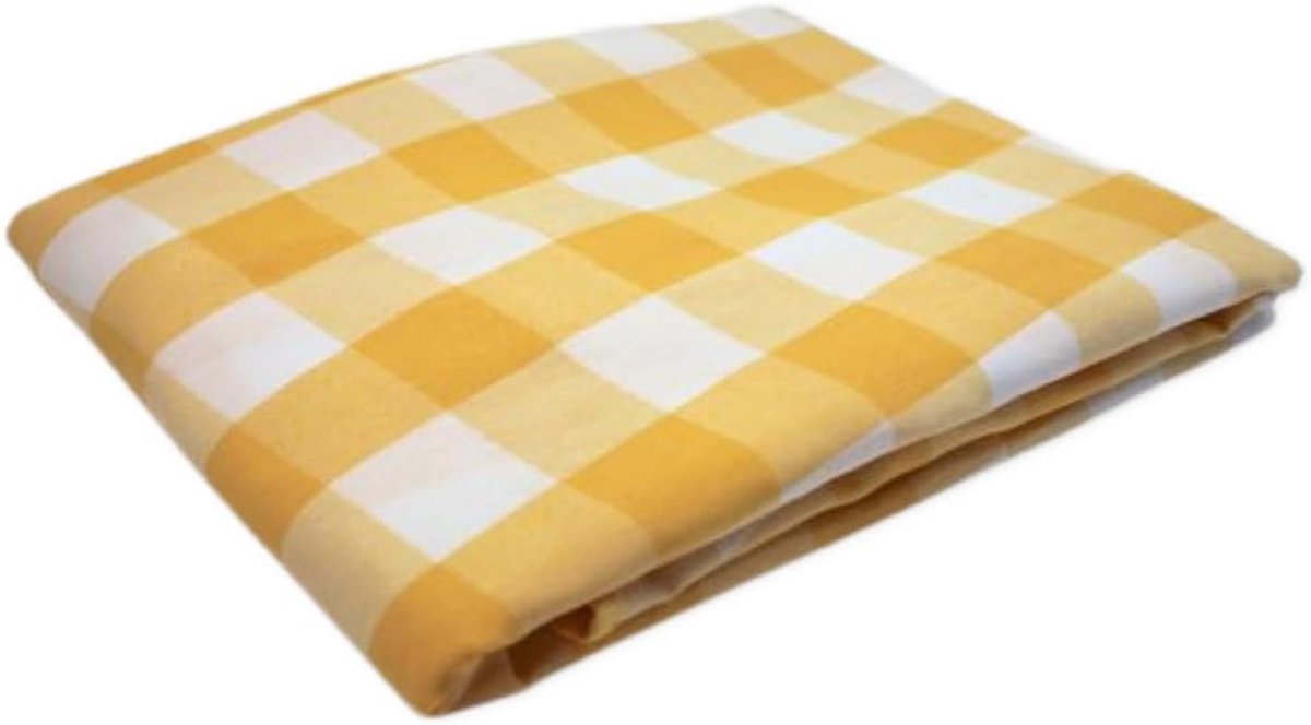 Tafelkleed Ruit - Linnen - Tafelbescherming - Strijkvrij - 140 x 140 cm - Geel