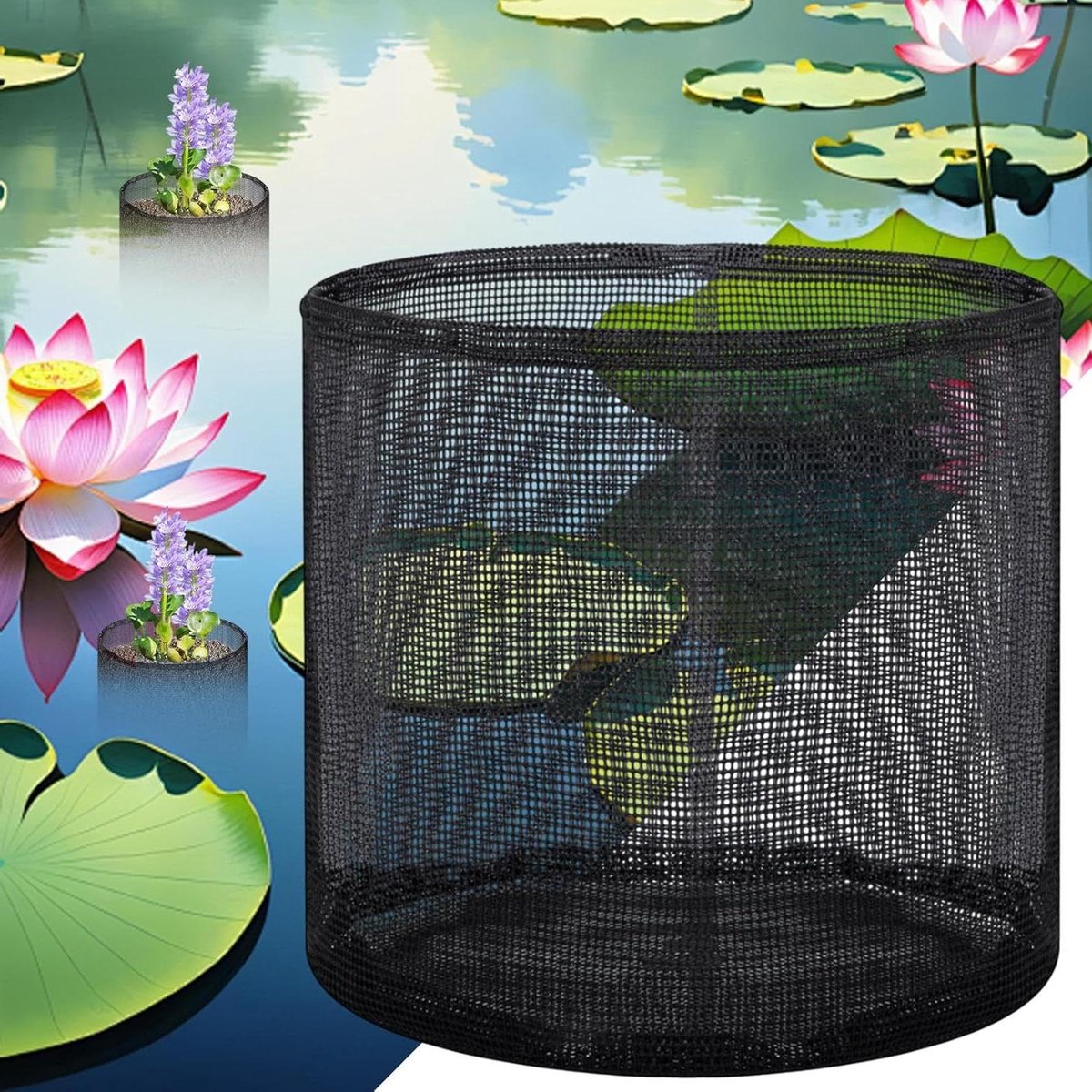 Plantenmanden Set - Waterplant Bakken - Vijver Beheer - Ademend Mesh Ontwerp - 4 stuks 18 cm - Multicolor