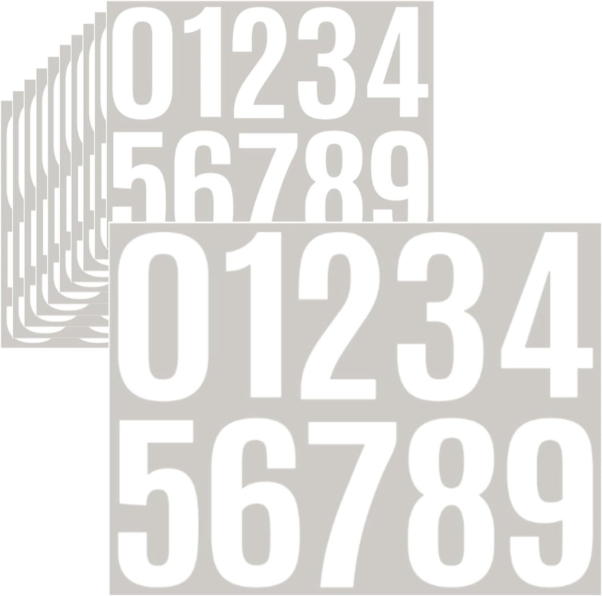 10 vellen vinyl huisnummers – 4-inch waterbestendige brievenbusnummers, zelfklevende stickers voor brievenbussen, auto's, boten, ramen, deuren en appartementen (wit, 4 inch)