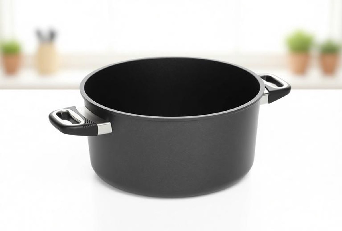 ElleMooi Kookpan met antiaanbaklaag 28 cm 9,5 liter - Aluminium - Geschikt voor gas, elektrisch en keramisch - Zwart