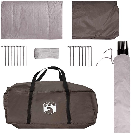 vidaXL - Huisje - Tent - met - dak - Bruin - grijs - 6-persoons - Polyester - en - Staal van Vidaxl — afbeelding 5