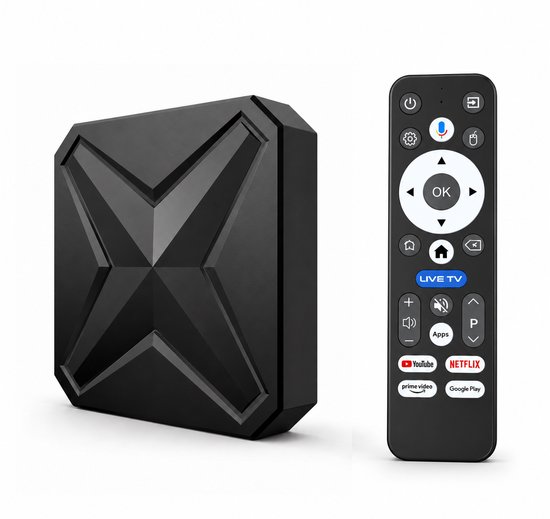 DrPhone GPU21 Android 14 TV Box – 2GB RAM 16GB – WiFi 6 – Bluetooth 5.4 – Voice Remote – Zwart