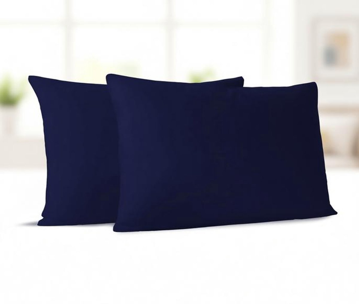 ElleMooi Kussenslopen Set van 2 - Donkerblauw Katoen 50x70 cm - Hypoallergeen en Bestendig