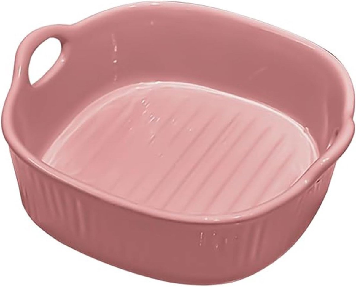 Ronde keramische ovenschaal voor airfryer, 18.5 x 16.5 x 5.5 cm, ideaal voor lasagne, ovenschotels en bakken in meerdere kleuren