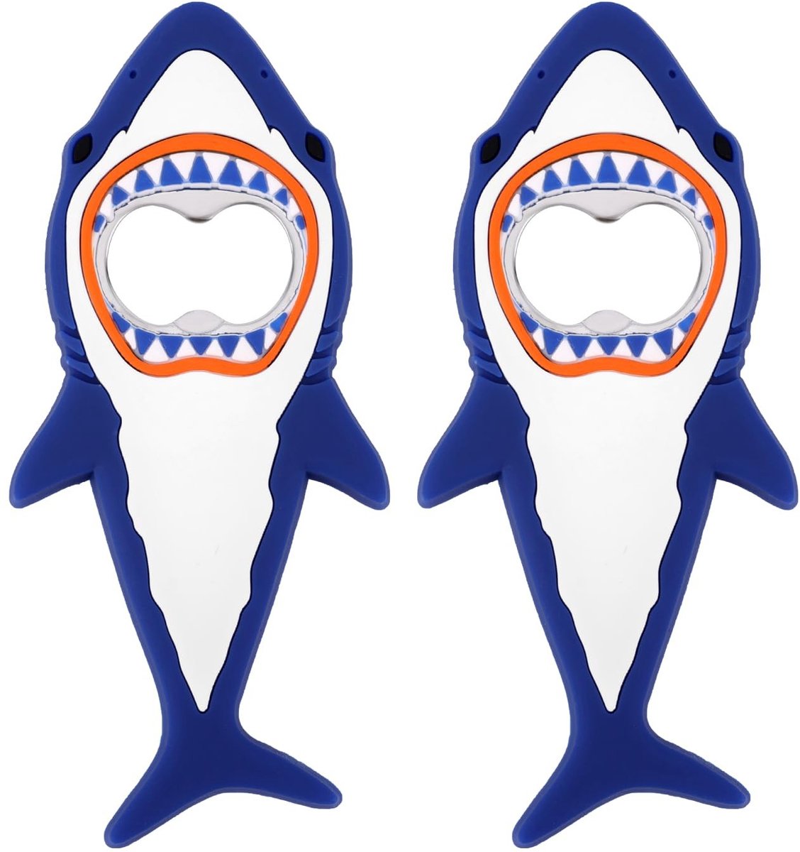 SOUQONE- Flesopener Magnetisch - 2x Haaien Flesopeners - Roestvrij Staal - Koelkastmagneten - Leuke Ontwerpen - 13x5,8 cm - Bieropener