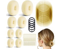 63-delige haarknotset - Knot Maker - Haardonut - Haarnetjes - U-vormige Spelden - Haarspeld - Onzichtbaar Elastisch Knotnet - Maak de perfecte haarknot - Haarclip - Haarklem - Styling tool - Haaraccessoires voor Dames - Ballet & Paardrijden - Beige
