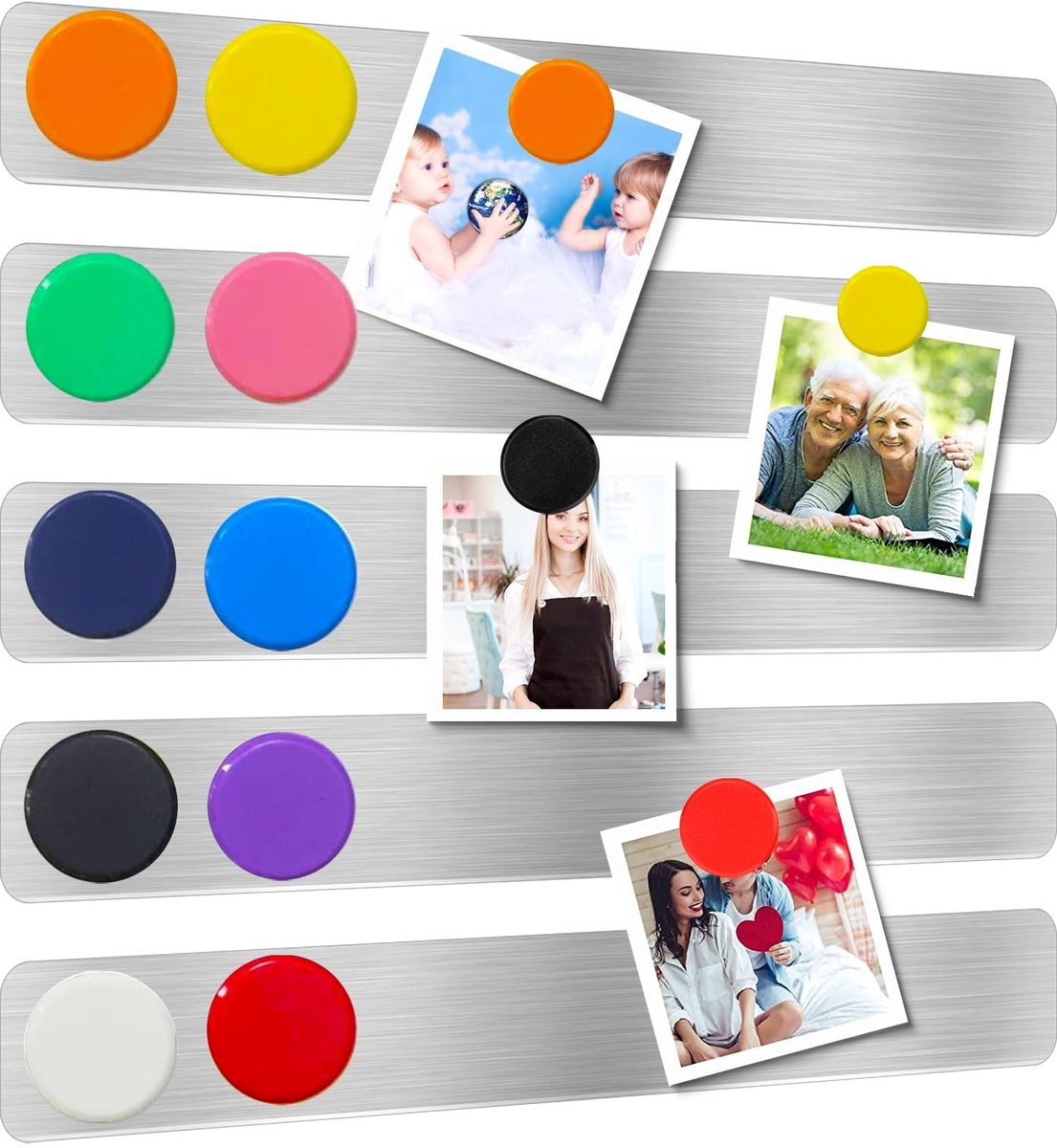 Dailygoods- Prikbordstrip Roestvrij Staal - Magnetische Tape - Zelfklevende Bulletinstrip - 5 Stuks - Krasbestendig - Voor Kantoor/Thuis - Magnetische Strip