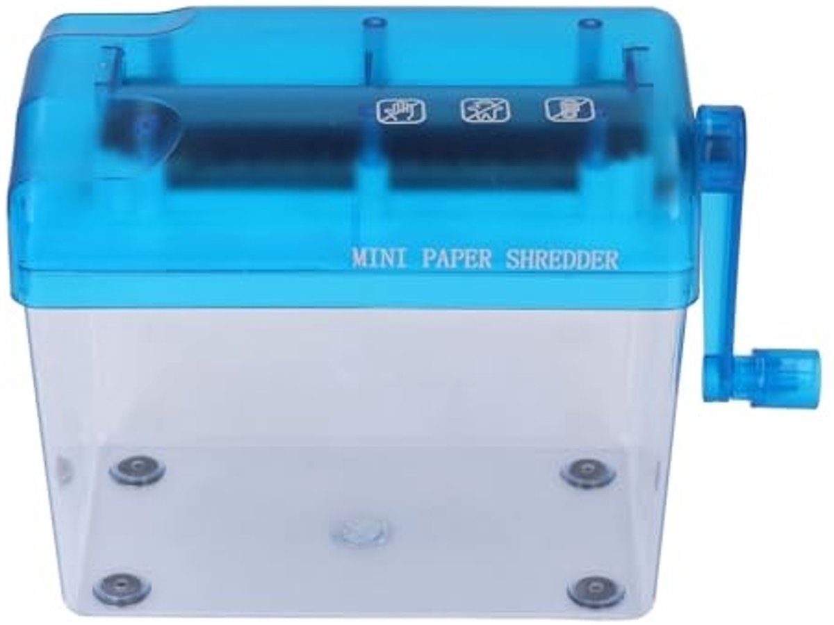 Dailygoods - A6 Papier Handvernietiger - Handmatige Versnipperaar - Compact Ontwerp - Blauw - Veiligheid van Gegevens - Ideaal voor Kantoor en Thuis