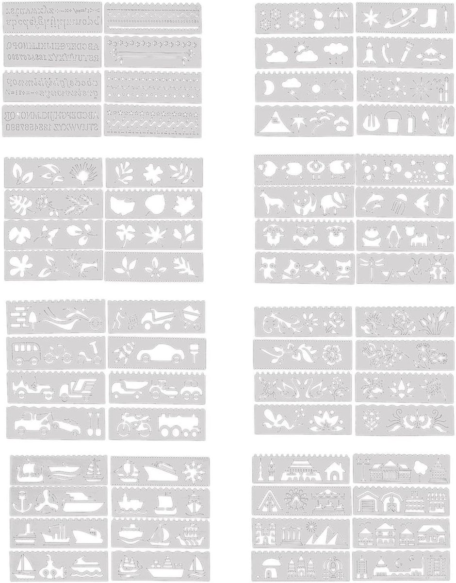 Creatieve schildertemplates voor kinderen - Graffiti, kant en gravure sjablonen, herbruikbare modellen en kleurpagina's