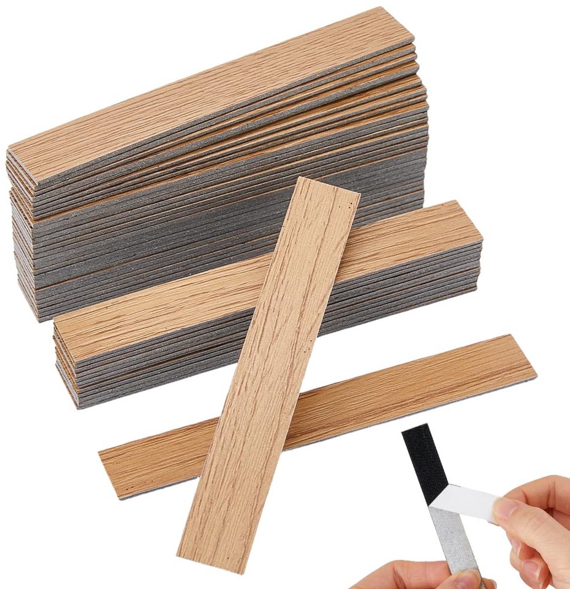 Dailygoods- Miniatuur Vloeren 60 Stuks - Zelfklevend - PVC - 100x15x1.5mm - Houtnerf - Veilig voor Kinderen - Poppenhuisvloer