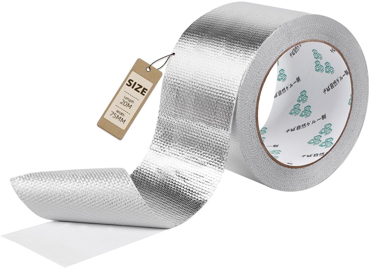 Dailygoods- Aluminium Plakband Hittebestendig - Aluminium Tape - Waterdicht - Zelfklevend - Glasvezel - 75 mm x 20 m