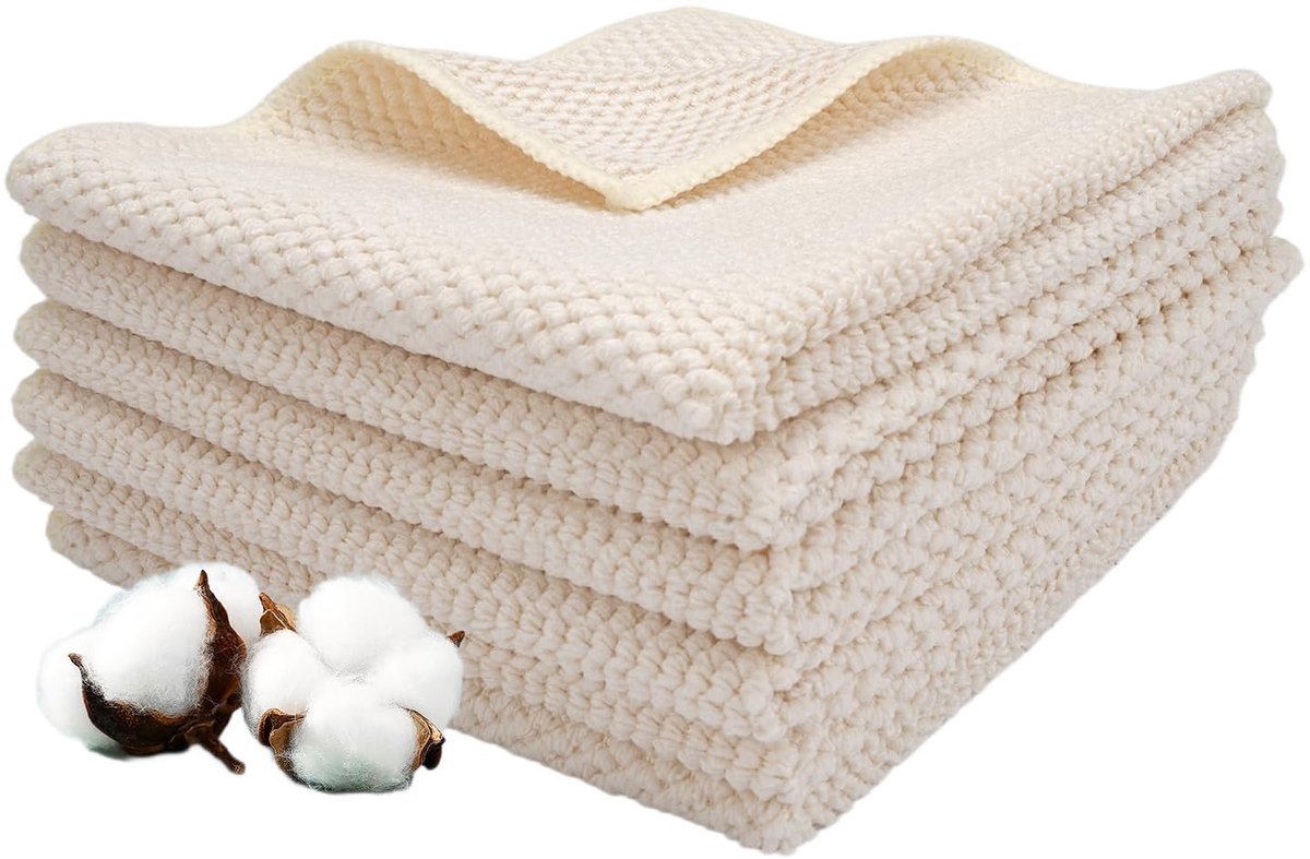 Dailygoods- Keukendoeken 6 stuks - Katoenen Doeken 30 x 30 cm - Absorberende Vaatdoeken - Wafelstructuur - Zachte Schoonmaakdoekjes - Pluisvrij - Theedoeken