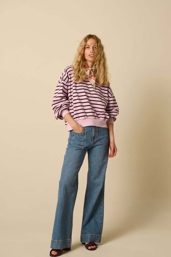 Lichtroze Gestreepte Sweater