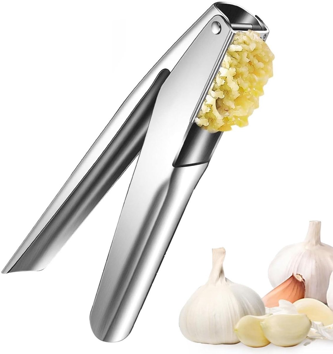 Dailygoods- Knoflookpers roestvrij staal - Vaatwasmachinebestendig - Lekvrij - Ergonomisch ontwerp - Duurzaam - Afmeting 18,5 cm x 4 cm - Knoflookperser