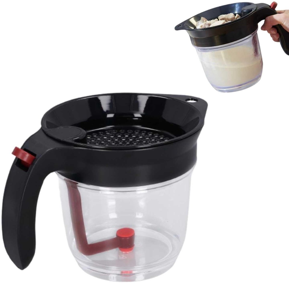 Dailygoods- Jusvetafscheider 1000 Ml - Vetafscheider - Voedselzeven - Oliezeef - Bodemafscheiding - Praktisch Ontwerp