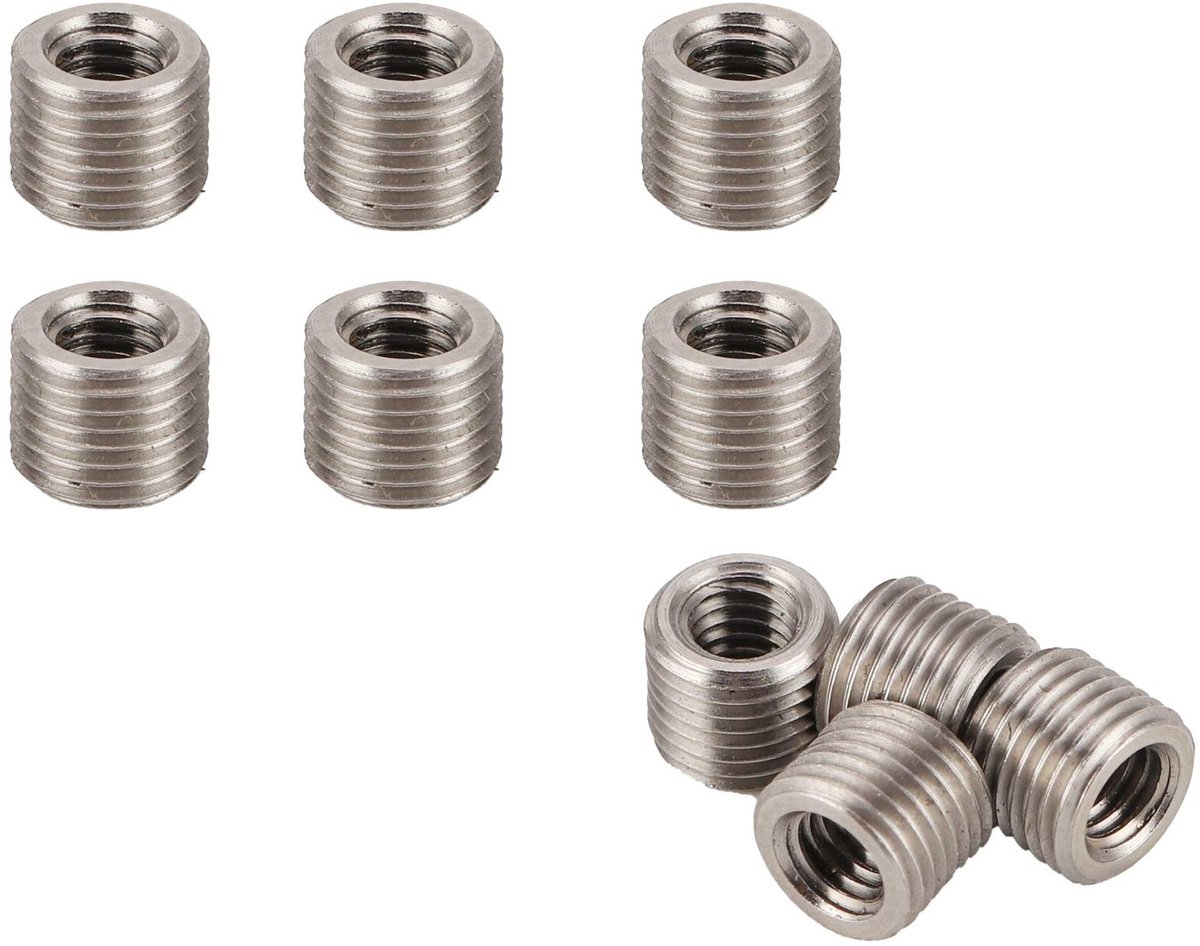 Dailygoods - Set van 10 Schroefdraadinzetstukken, Reductiemoeren M3 x 0,5 tot M20, Roestvrij Staal