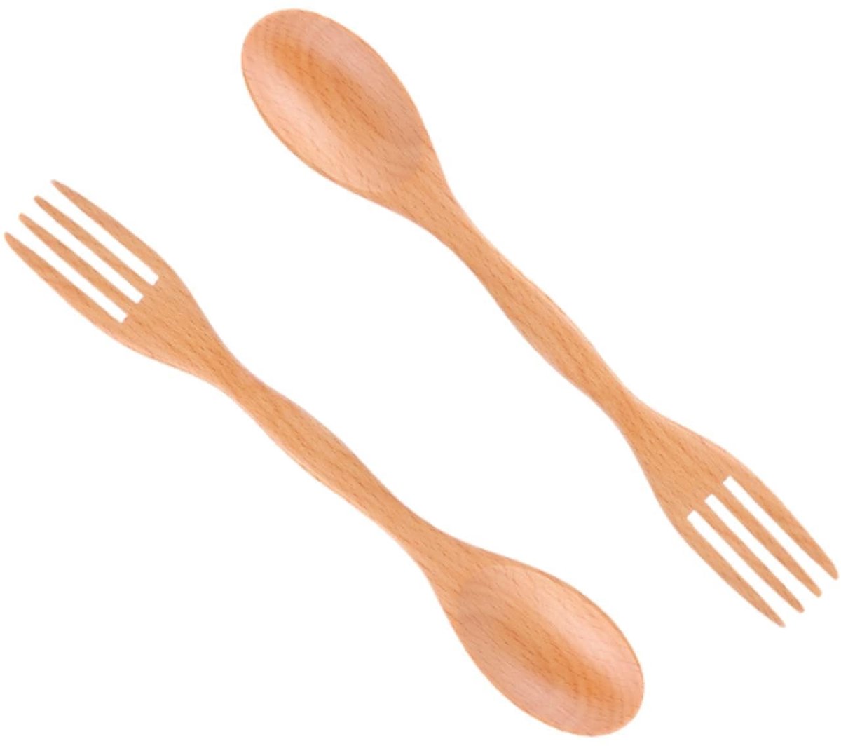 JHUBERS- Houten Bestek Set - Herbruikbare Houten Lepels/Vorken - Camping Servies - Duurzaam Bestek - Lichtgewicht - 2 Stuks - Bestekset