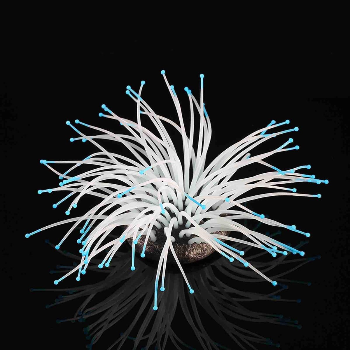 JHUBERS- Aquariumdecoratie Gloeiend Zeeanemoon Ornament - Siliconen - Veilig voor Vissen - Antislip Zuignap - Realistisch - Stevig Materiaal - Aquariumornament