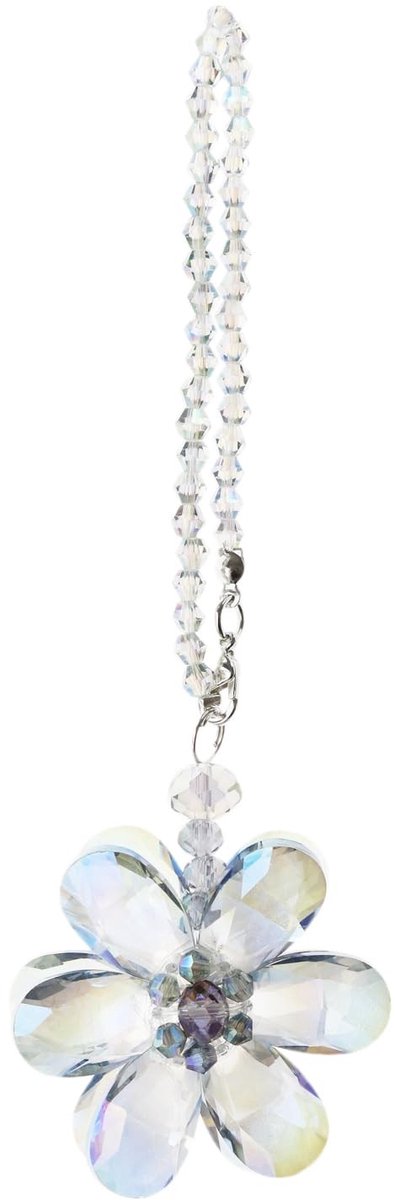 Dailygoods- Zonnevanger Kristal 15cm - Bloem Ornament - Auto Achteruitkijkspiegel Hanger - Interieur Decoratie - Glanzend Kristal - Charm Accessoire