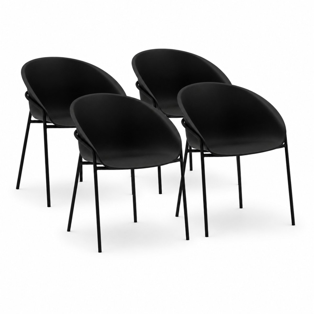 DS4U® - Ella stoel - Set van 4 - Zwart - Kunststof - Weerbestendig