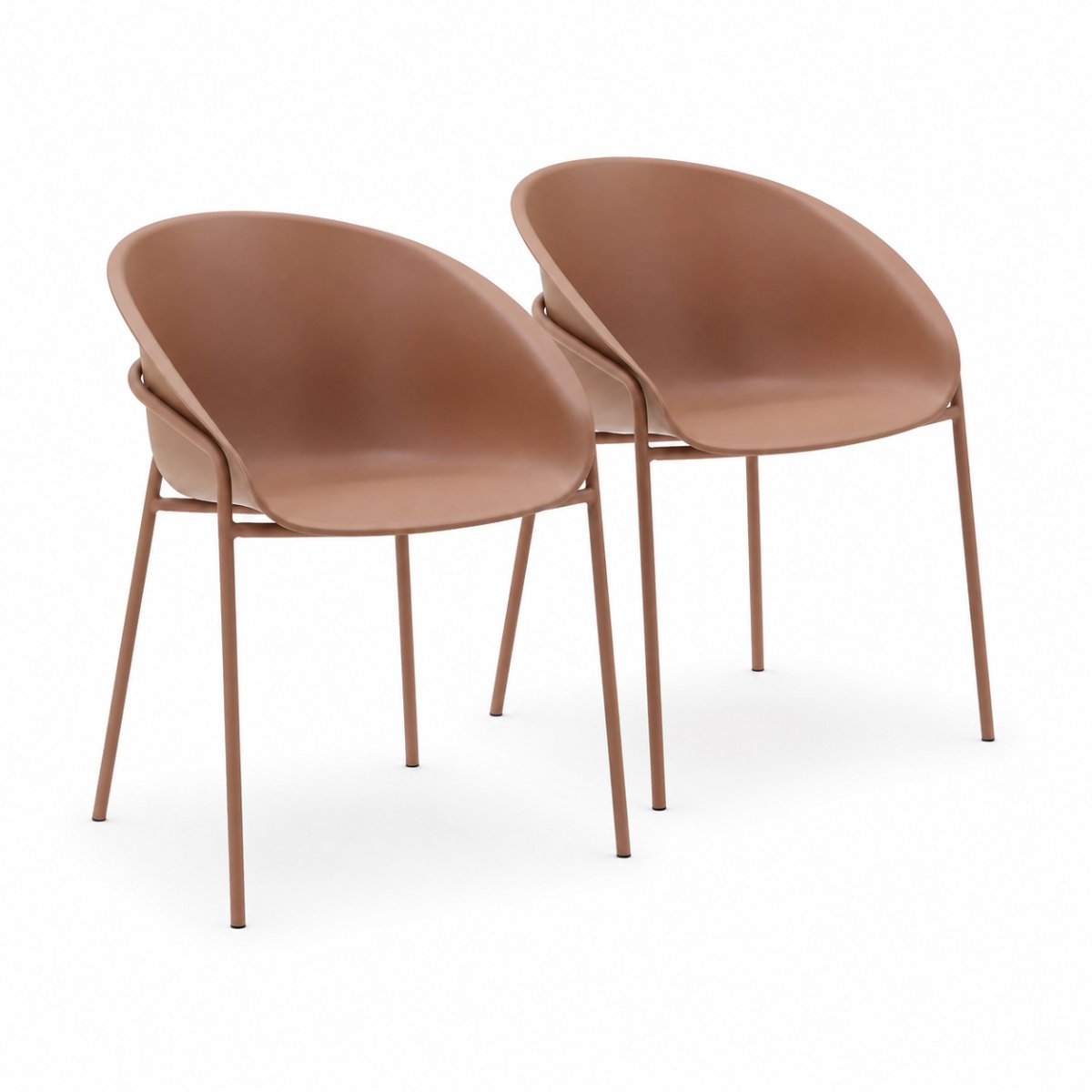DS4U® - Ella stoel - Set van 2 - Terracotta - Kunststof - Weerbestendig