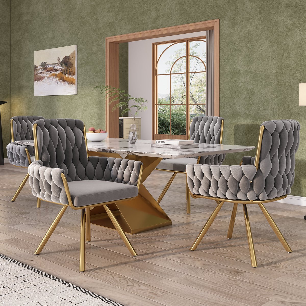 MODFU - Eetkamerstoelenset - Draaibaar Met Armleuningen - Modern Minimalistisch - Fluweel