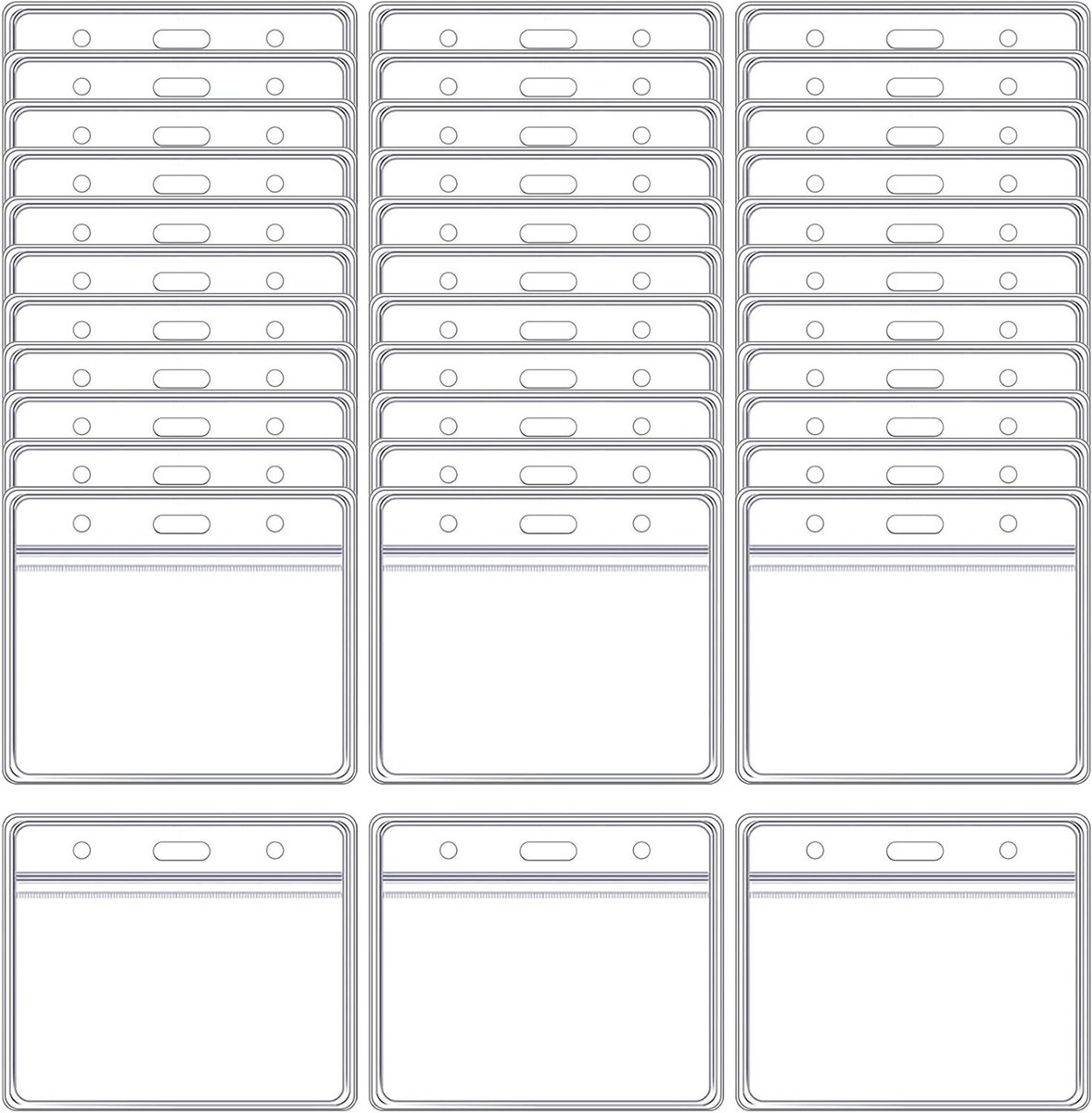 Duidelijke ID-kaarthouders 50 stuks, PVC hoesjes voor naamplaatjes, studenten- en visitekaarten (9 x 6 cm)