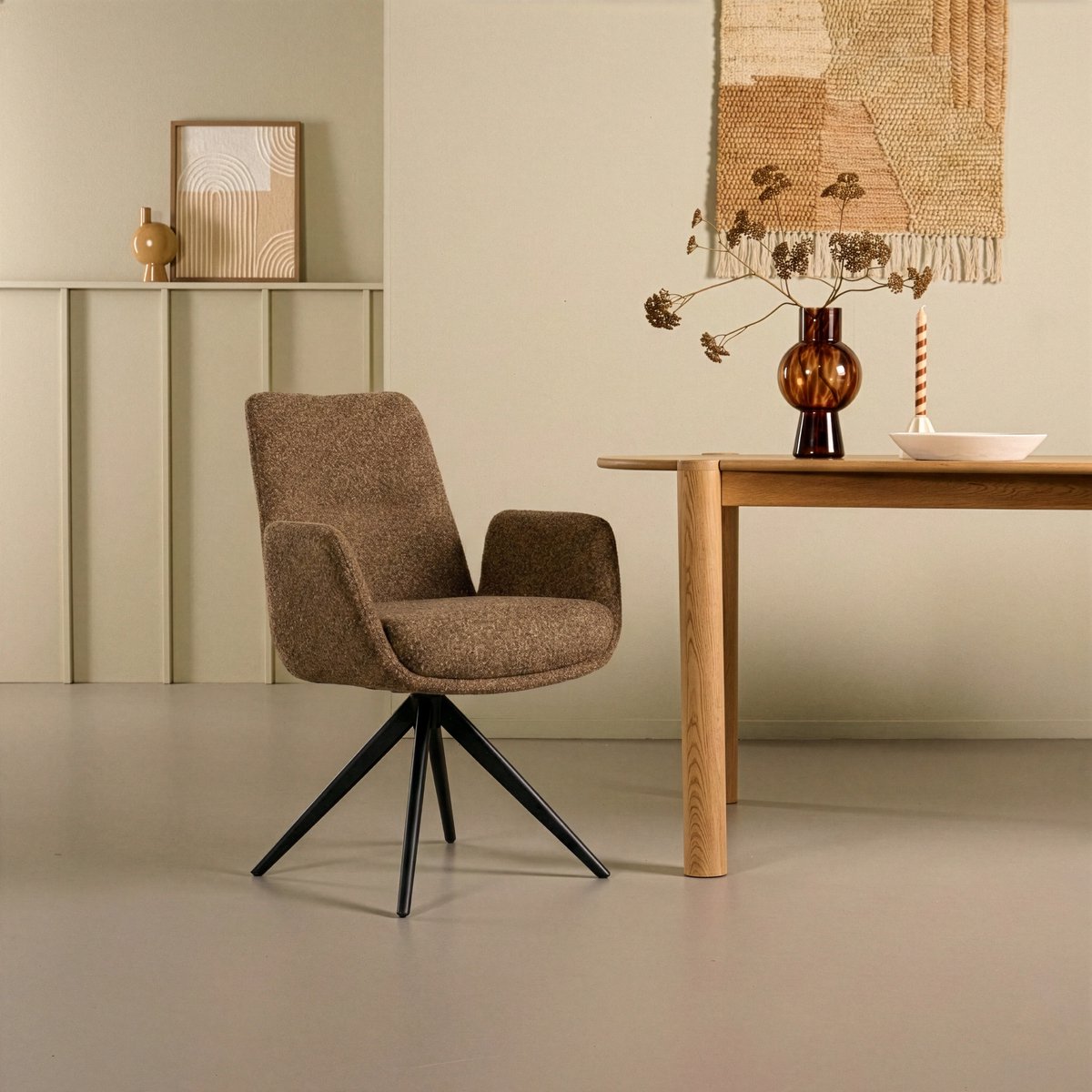 Eetkamerstoel Molly - Rust stof - Draaibaar & Comfort met Pocketvering