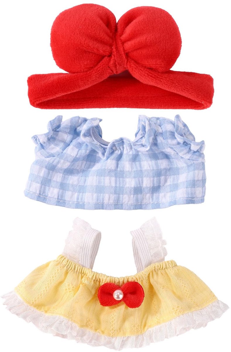 Dailygoods- Poppenoutfit Schattige Set - Poppenaccessoires - Kleding voor 17 cm Poppen - Polyester - 3 Stuks - Inclusief Hoofdband en Rok - Poppenkleding
