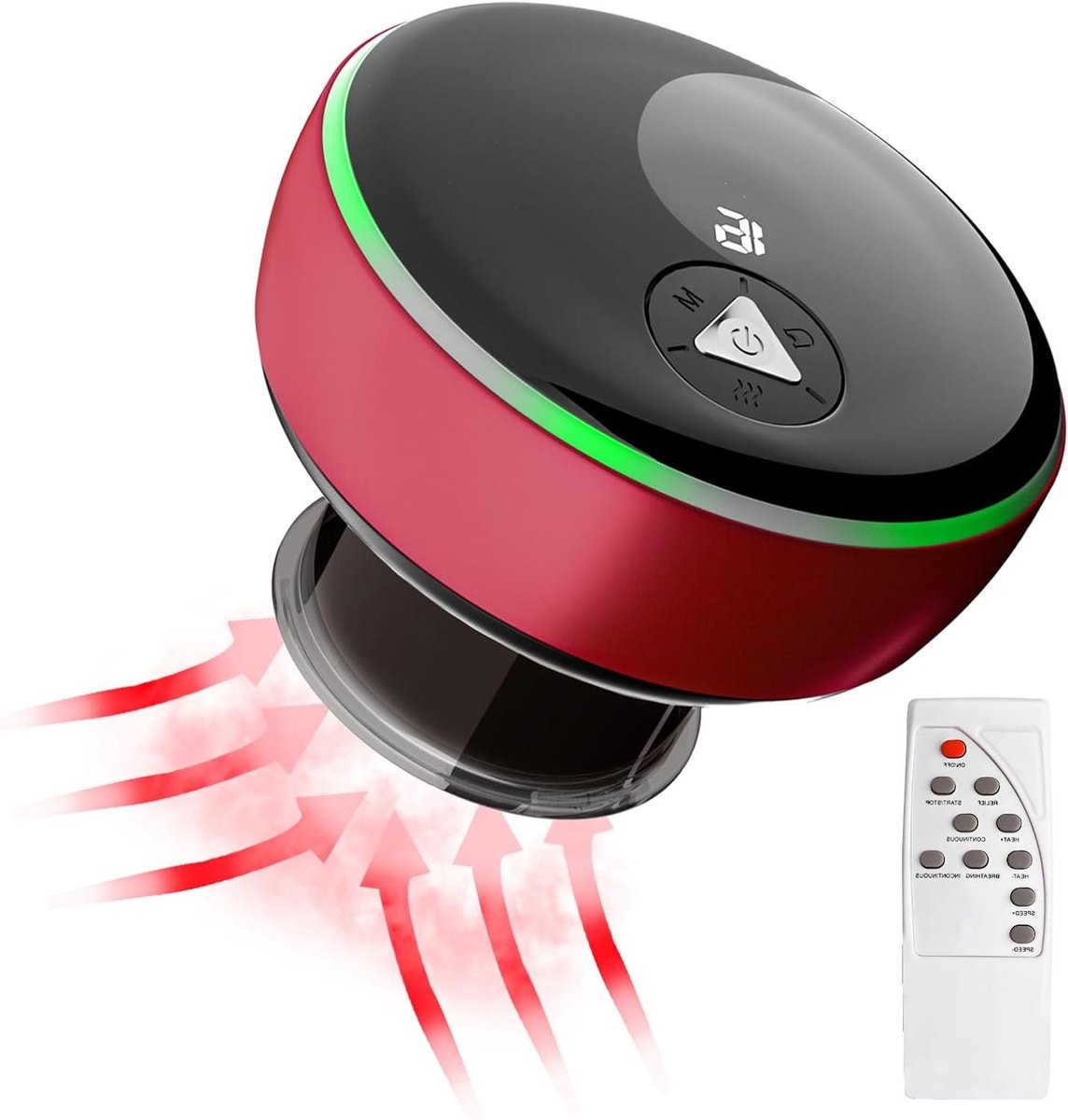 Elektrische Cupping Set - Massage Apparaat - Spierpijn Verlichten - 16 Zuigkracht Niveaus - 392 Gram - Rood