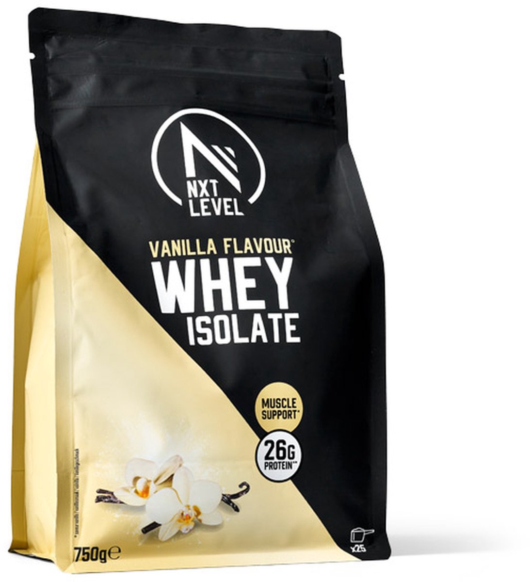 NXT Level® Whey Isolate Powder - Protein met BCAA - Proteïne Poeder - Eiwitten - Eiwit Poeder - Laag in Suiker & Lactose - 25 Eiwitshakes - Vanille 750g