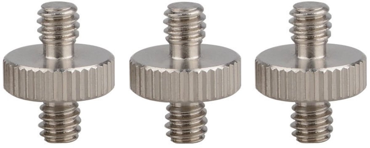 Dailygoods - 1/4 inch Mannelijk naar 1/4 inch Mannelijk - Schroefadapter Set - 3 Stuks - Dubbeleindig - Geschikt voor Camera en Statief - Compact en L...
