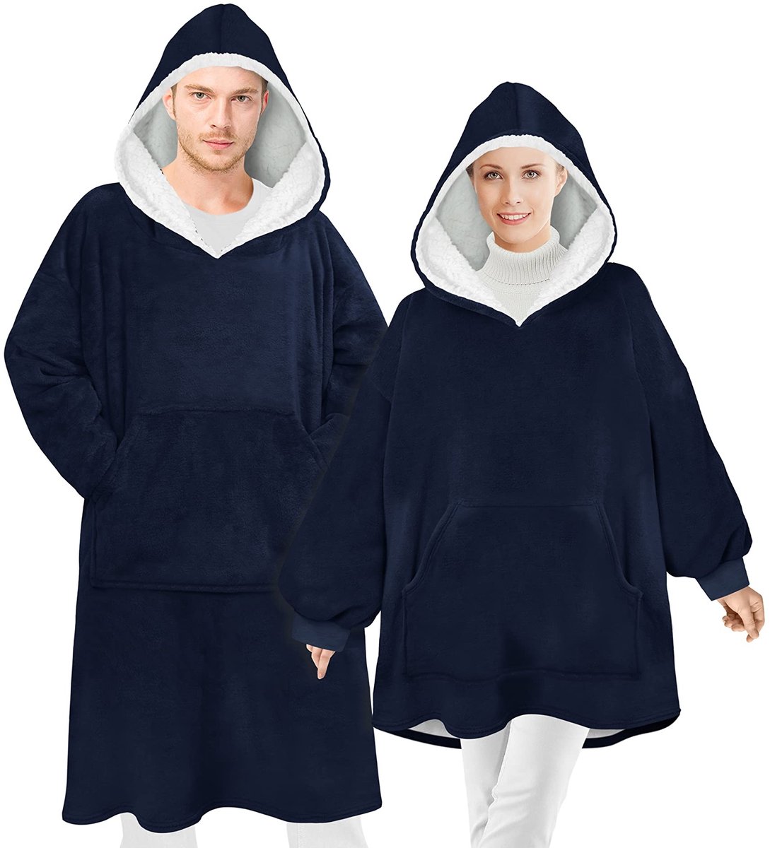Dailygoods- Hoodie Oversize knuffelzachte microvezelfleece - Capuchon - Kangoeroezak - XXL-formaat - Voor dames/heren - Ideaal voor thuis/reizen - Knuffeldeken