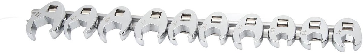 Dailygoods- Voetsleutelset 10 Stuks - Metrische Moersleutels 10 Mm tot 22 Mm - Roestvrij Staal - Duurzaam - Geschikt voor Strakke Ruimtes - Vierkante Kop Ontwerp - Moersleutelset