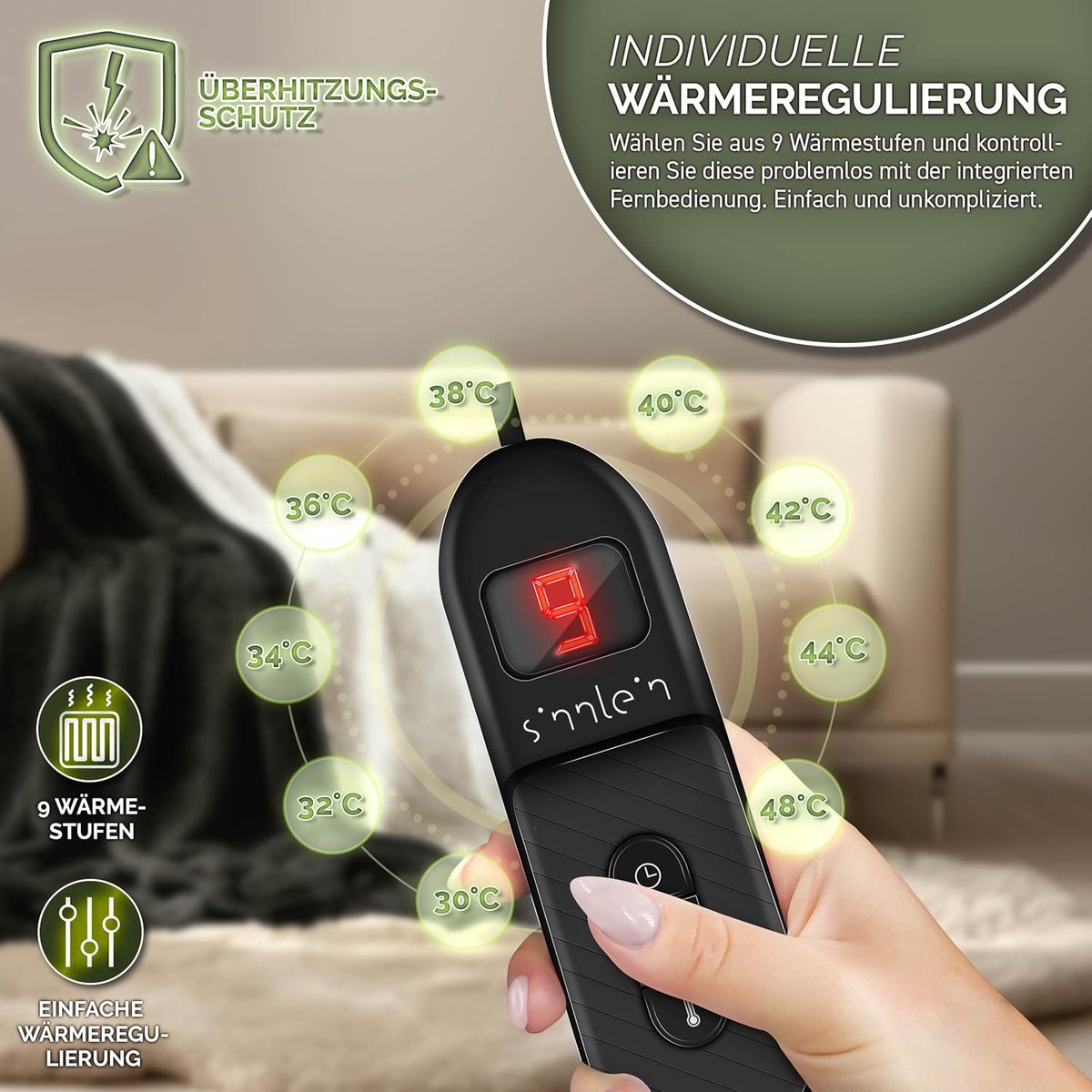 Elektrische Deken - Verwarmde deken - Ontspannen op de bank - Automatische uitschakeling - 200x180 cm - Zwart — cadeau in Wonen & Interieur - foto 6