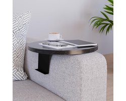Armleuning Tafel - Bank Tafel - Drankjes Plaatsen - Verstelbare Houder - Ø 34 cm - Marmer Zwart