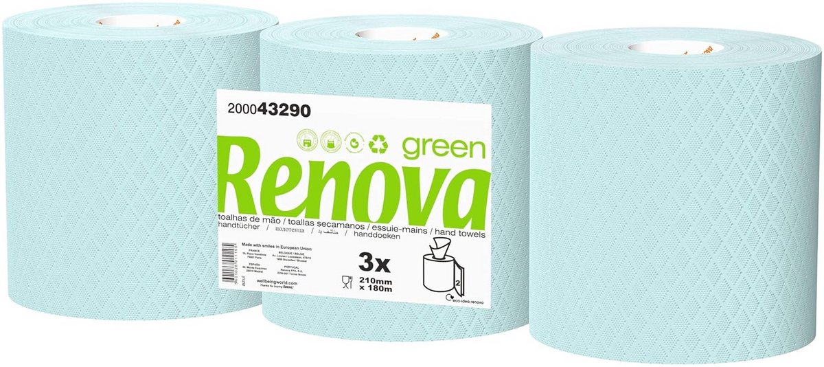 Keukenrol - Papierrol - Huishoudelijk Gebruik - 100% Gerecycled Papier - 180 Meter - Blauw